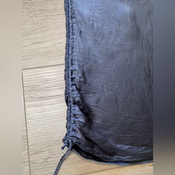 Aritzia Wilfred Dress Davina Ruched Side Cowl Neck Silky Cupro Gray Blue Sexy XS - Picture 4 of 11